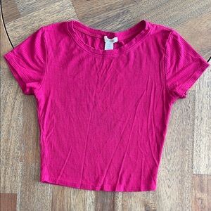 3 for $15 Women's Hot Pink Ribbed Crop Top